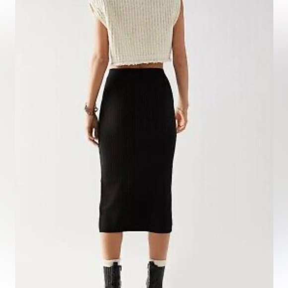 Free People skyline ribbed Midi Pencil Skirt with Slit size small - Picture 3 of 10
